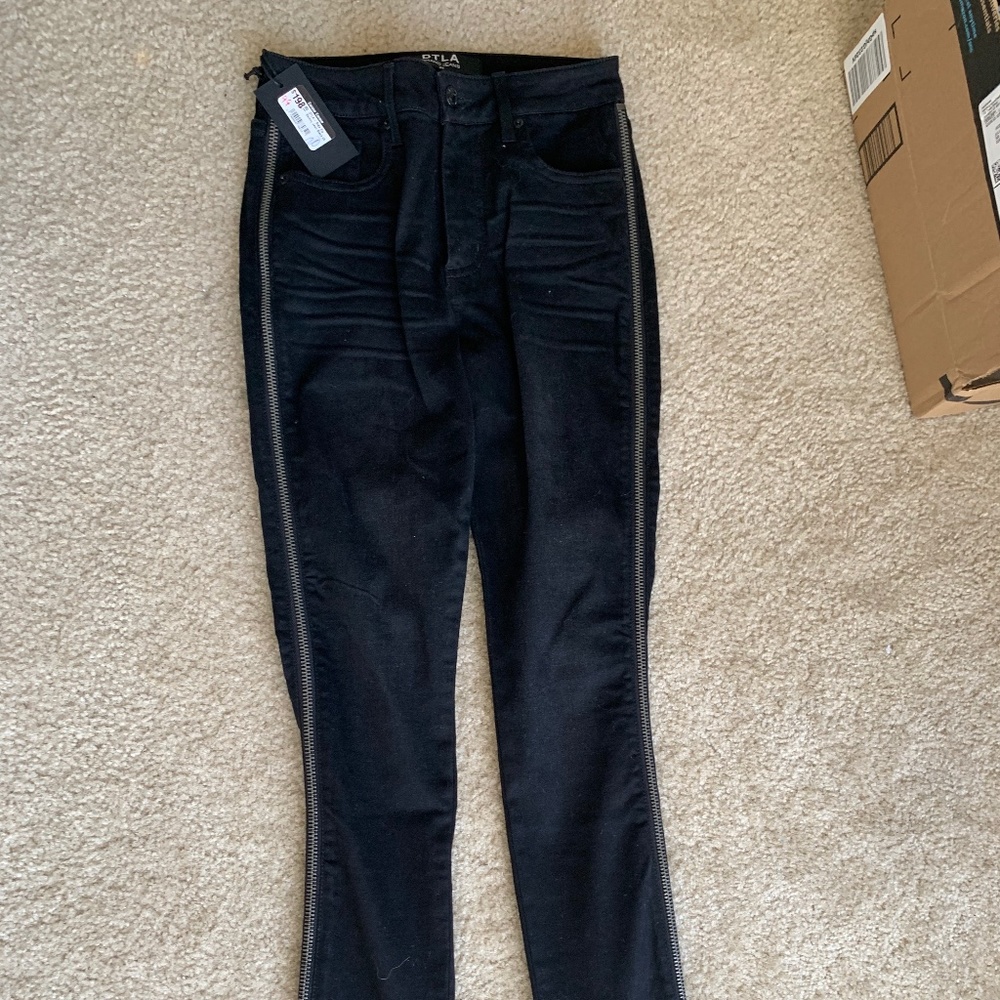 Black Skinny Jeans with Silver Zippers